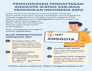 Pengumuman Pendaftaran Anggota Ikatan Sarjana Pendidikan Indonesia (ISPI)